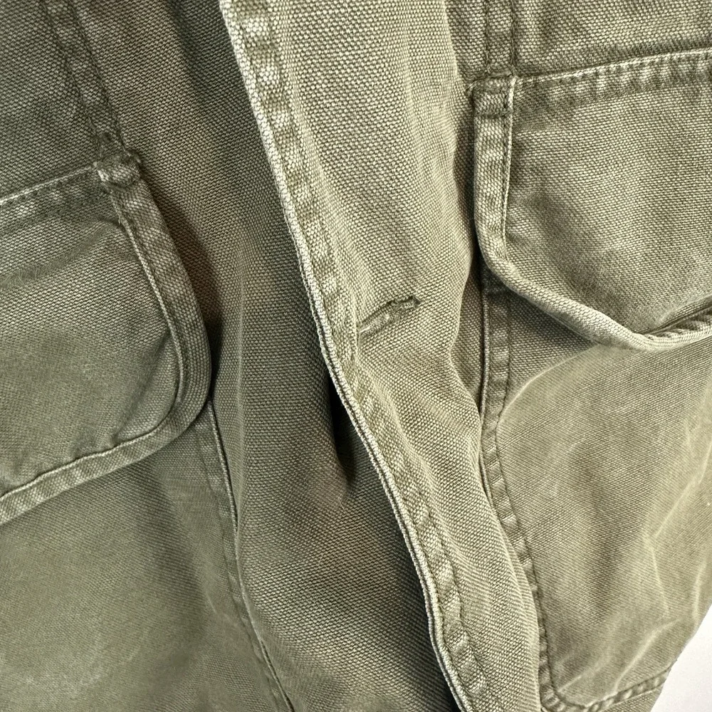 Banana Republic‎ VTG Army Green Leather Collar Distressed Jacket Mens M Read